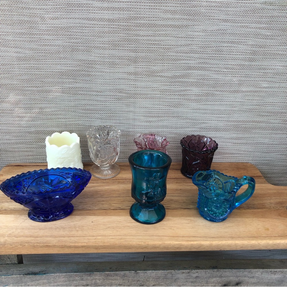 EAPG Early American Pressed Glass  Collection Toothpick Holders Mini Creamer